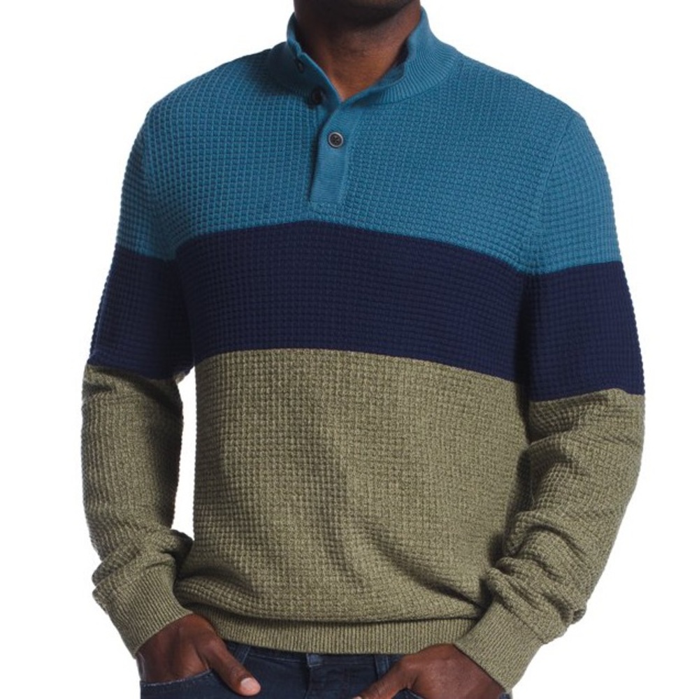 Chaps
Men’s Color Block Stripe Mock Neck Sweater - NWT - L
UPC: 0195900015442